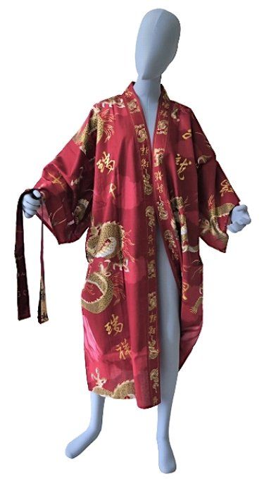 Happi Fuji To Ryu coton rouge Taille court Kimono 45inch homme  