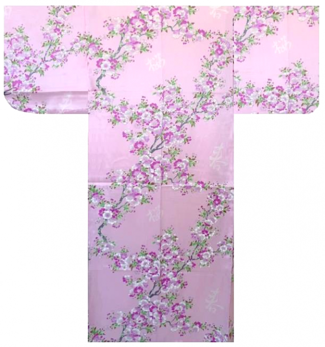 Kimono japonais Fleur de cerisier SAKURA  rose polyester fille "Made in Japan"   