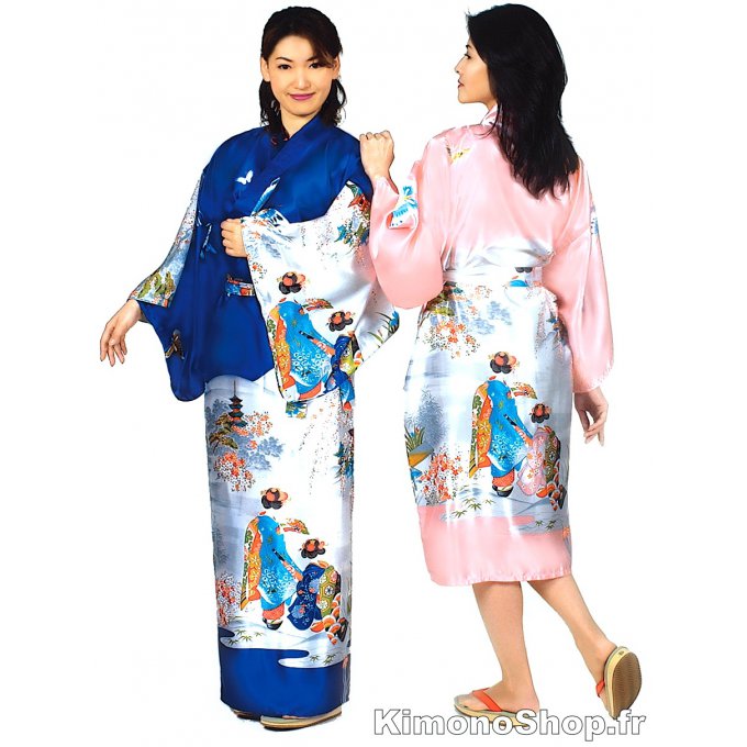 Kimono japonais Maiko polyester femme "Made in Japan"