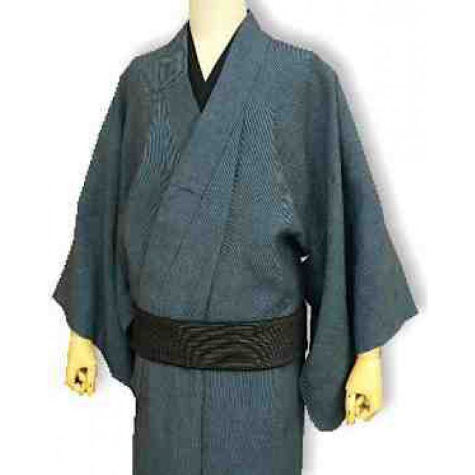 Kimono traditionnel japonais haute couture Sen Some Indigo Lin homme "HandMade in Japan"