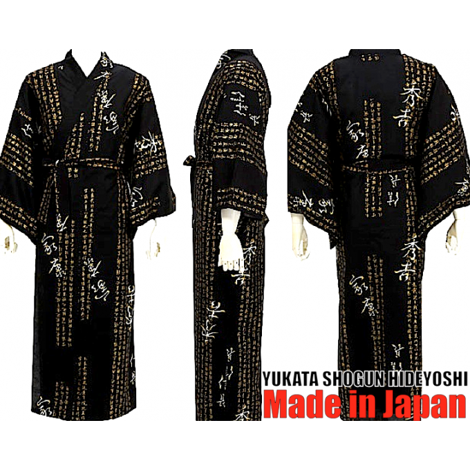 Yukata Shogun Hideyoshi bleu marine homme taille 2L "Made in Japan"