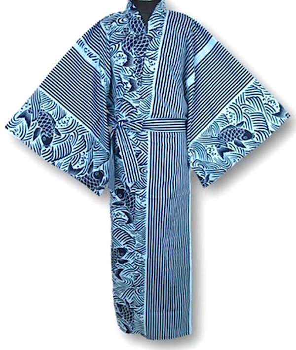 Kimono / Yukata Homme En Coton - Peignoir Long Style Japonais Avec Ceinture - Neuf Avec Étiquettes