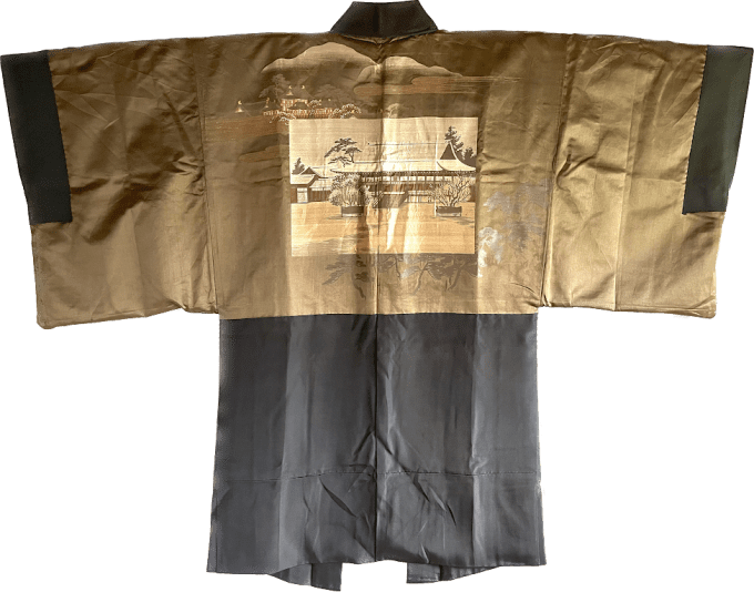 Antique Haori Tomoe Montsuki homme - Temple bouddhique de Kyoto