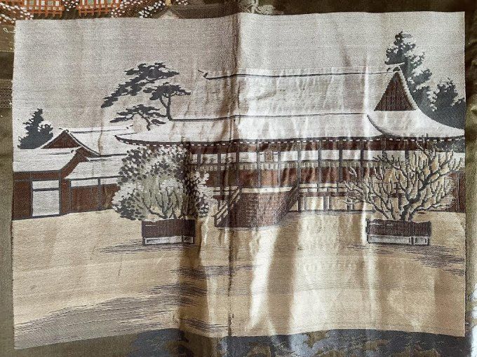 Antique Haori Tomoe Montsuki homme - Temple bouddhique de Kyoto