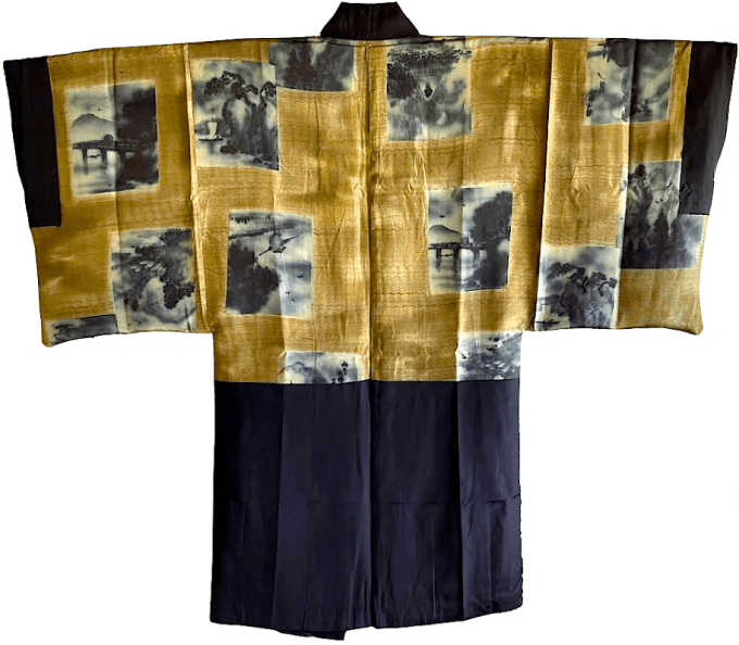Antique Haori homme - Nihon Tabi Keshiki No Omoide -Souvenirs des paysages du voyage au Japon