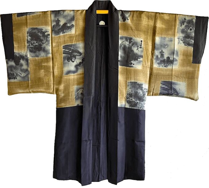 Antique Haori homme - Nihon Tabi Keshiki No Omoide -Souvenirs des paysages du voyage au Japon