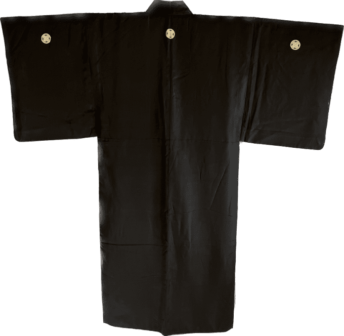 Antique kimono traditionnel japonais soie noire TakanoHane Montsuki homme 004