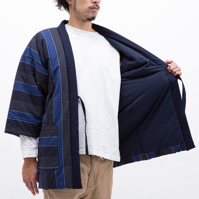 Hanten Dobi Strip Sashiko hiver homme Made in Japan  