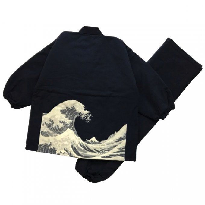 Luxe samue Nami Hokusai bleu marine hiver "Made in Japan"
