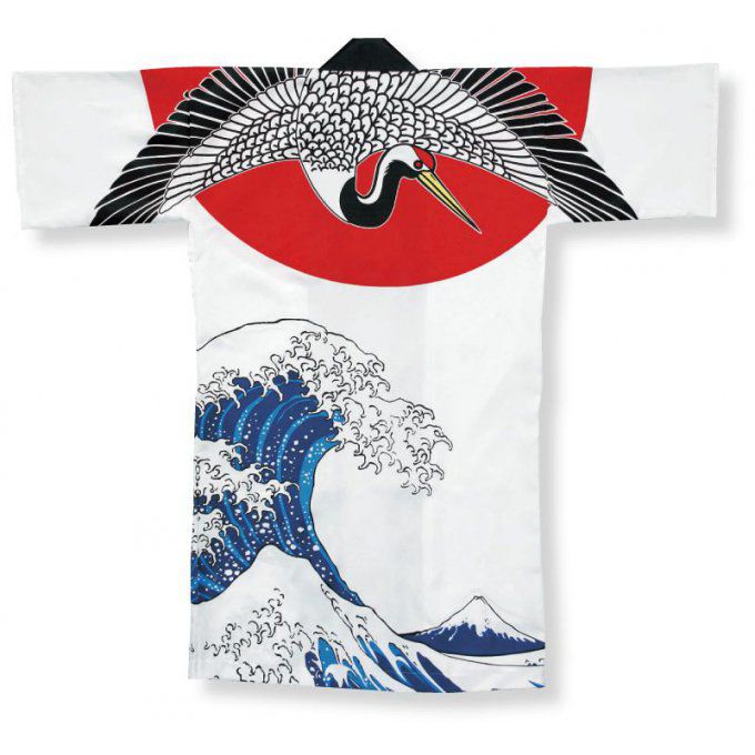 Kimono Happi Nami Tsuru Hino Maru blanc
