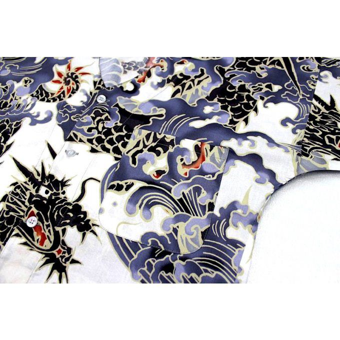 Chemise japonaise KoiGuchi Ryu Dragon blanc