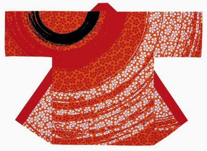 Kimono Happi Nagai Yosakoi Sakura fubuki no aka coton 