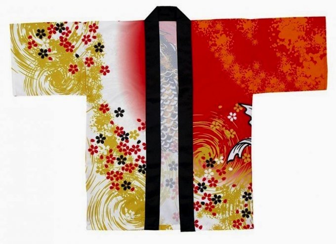 Kimono Happi Nagai Yosakoi Sakura koi Nobori coton  