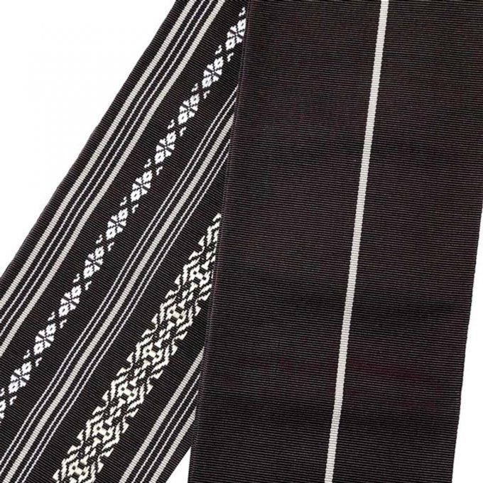 Ceinture Kimono Kaku Obi soie noire "Made in Japan" 