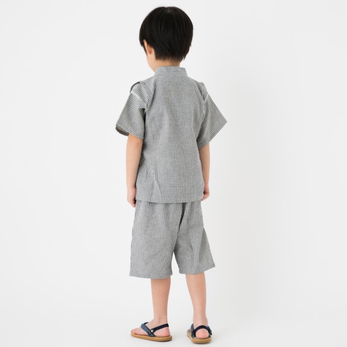 Jinbei japonais Ichi Fu Chijimi Ori coton gris enfant "Made in Japan"  