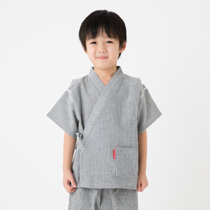 Jinbei japonais Ichi Fu Chijimi Ori coton gris enfant "Made in Japan"  