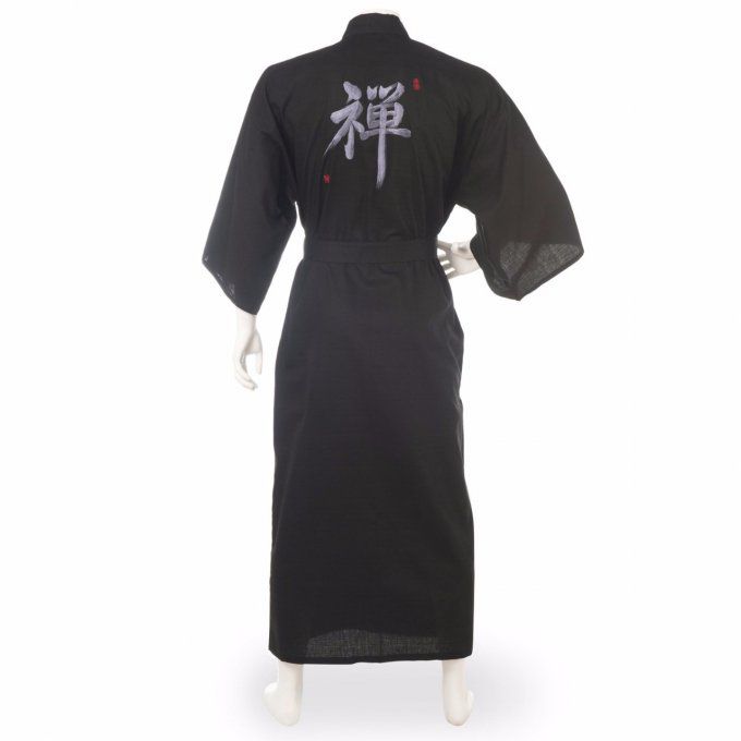 Kimono japonais GinIro Zen coton noir homme 