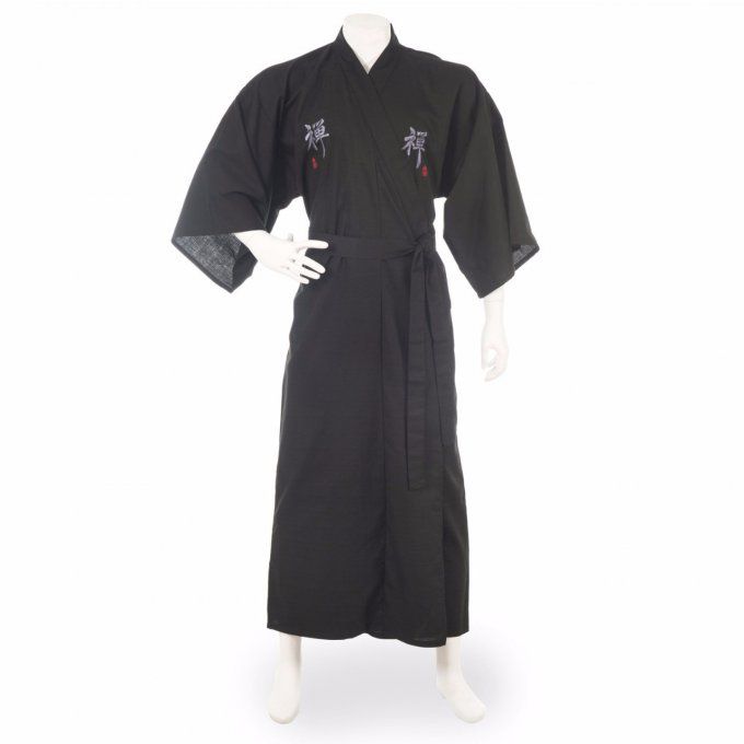 Kimono japonais GinIro Zen coton noir homme 