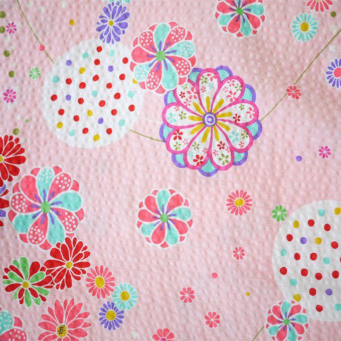 Jinbei japonais O Hana coton rose fille "Made in Japan"  