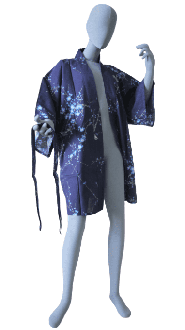 Happi coat Ume Uguisu bleu marine coton femme "Made in Japan"