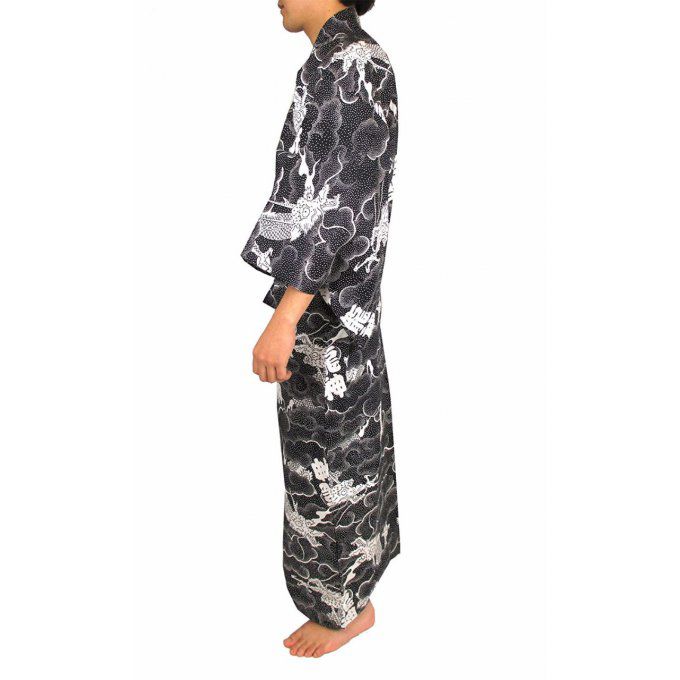 Yukata Ryu Jin Dragon divin noir homme Taille 2L (175~185cm) "Made in Japan"