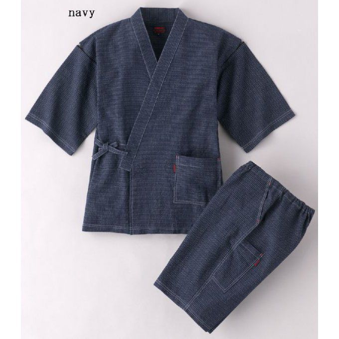 Jinbei Chijimi Ori homme noir coton M "Made in Japan"