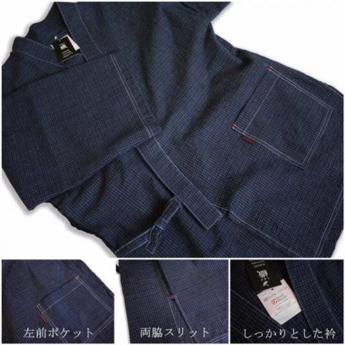 Jinbei Chijimi Ori homme noir coton M "Made in Japan"