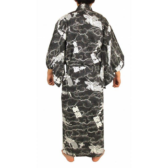 Yukata Ryu Jin Dragon divin noir homme Taille 2L (175~185cm) "Made in Japan"