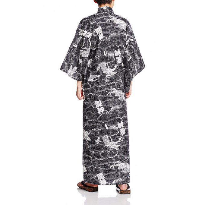 Yukata Ryu Jin Dragon divin noir homme Taille 2L (175~185cm) "Made in Japan"