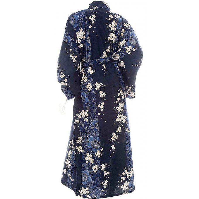 Yukata Shidare Sakura noir coton femme "Made in Japan" 