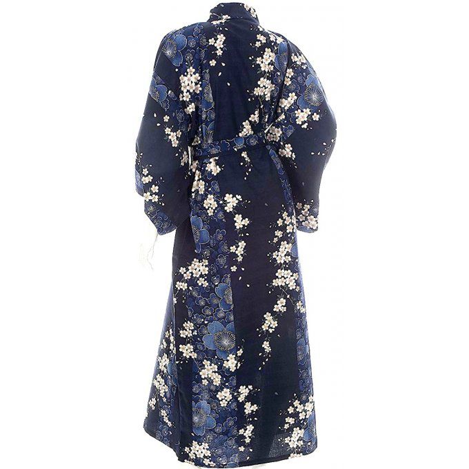 Kimono Yukata Shidare Sakura noir coton femme "Made in Japan"