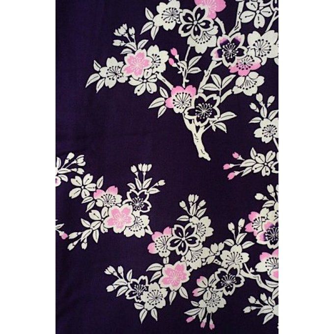 Yukata Kawaii Sakura bleu marine femme "Made in Japan"