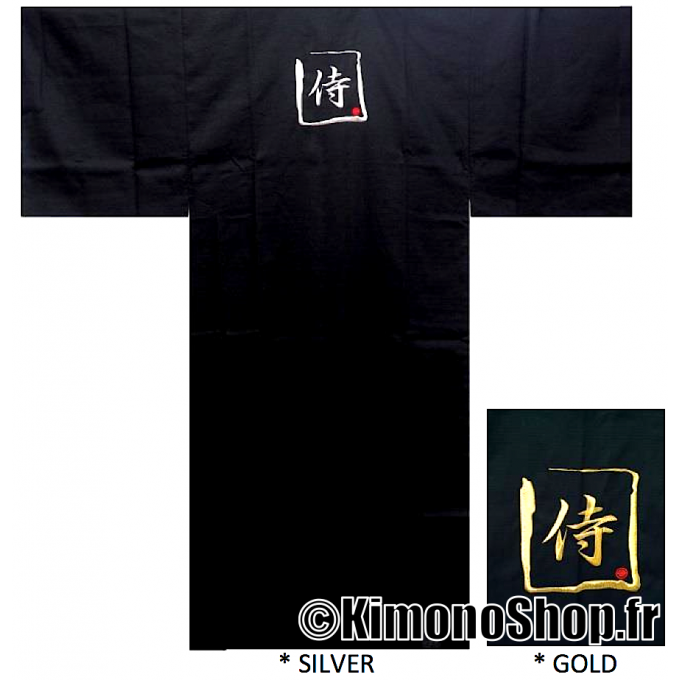 Kimono japonais Samourai coton noir homme