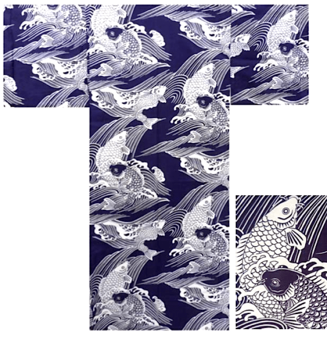 Yukata Koi homme Taille L/60" (170~180cm) Fabrication a Kyoto Japon 
