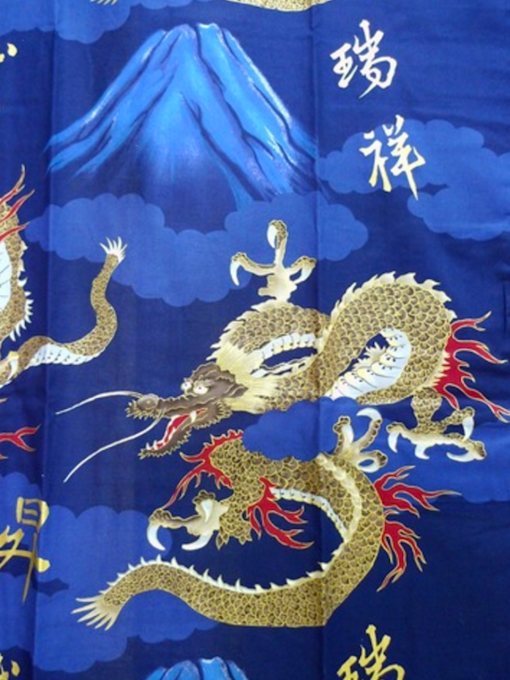 Yukata Fuji To Ryu coton bleu marine Taille Kimono 58inch homme 