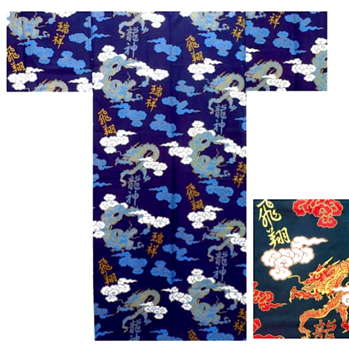 Yukata Unryu Moji noir homme Taille M  "Made in Japan"