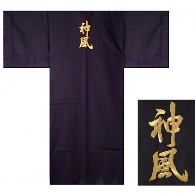 Kimono japonais Kamikaze coton noir homme