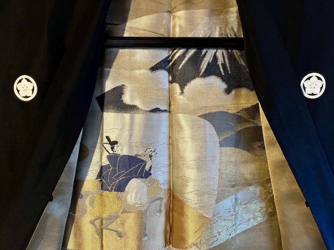 Haori Japonais Traditionnel Homme Antique - Voyage de Yoritomo au Fuji San 