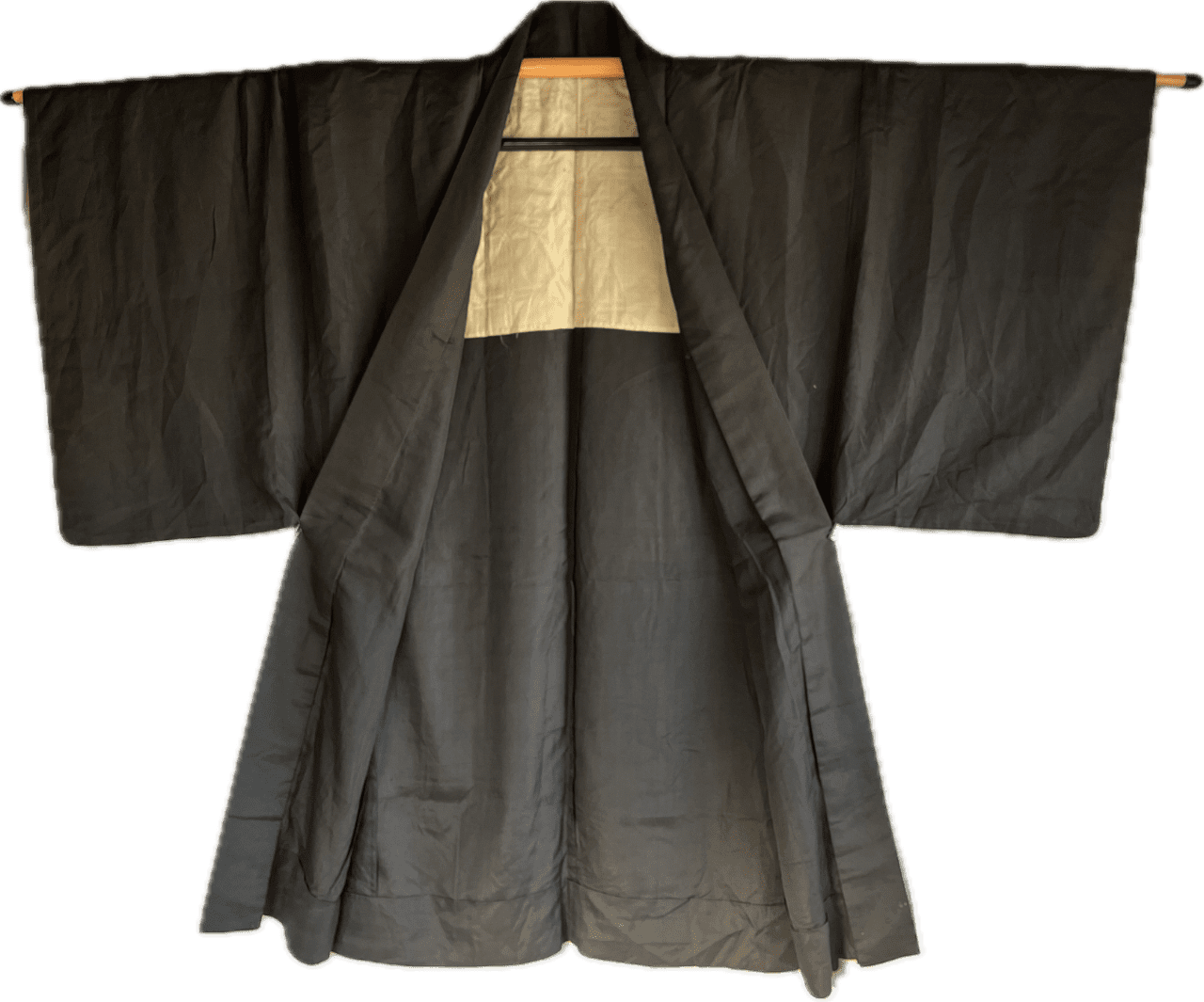  Antique Haori Japonais 3 Montsuki Homme d’Été en Soie Noire Taffetas