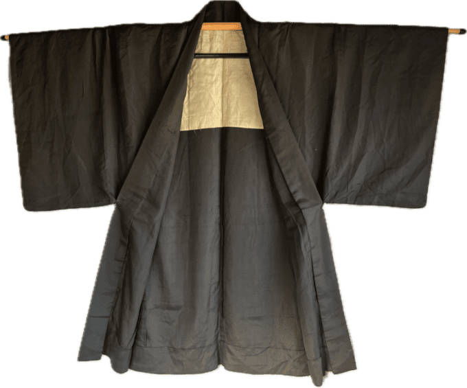  Antique Haori Japonais 3 Montsuki Homme d’Été en Soie Noire Taffetas