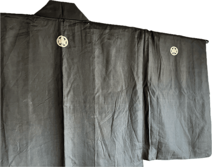  Antique Haori Japonais 3 Montsuki Homme d’Été en Soie Noire Taffetas