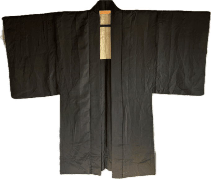  Antique Haori Japonais 3 Montsuki Homme d’Été en Soie Noire Taffetas