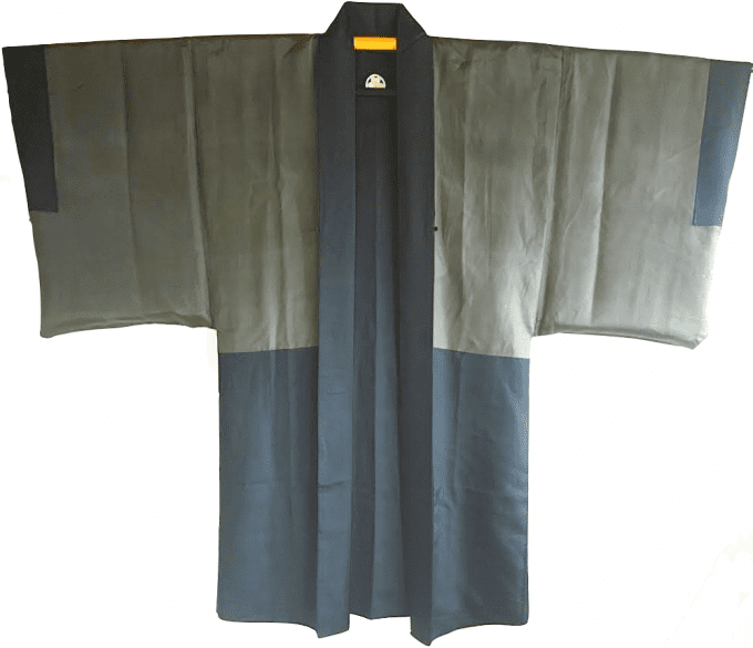  Antique veste Kimono Haori soie noire Montsuki Meoto Iwa Ise homme