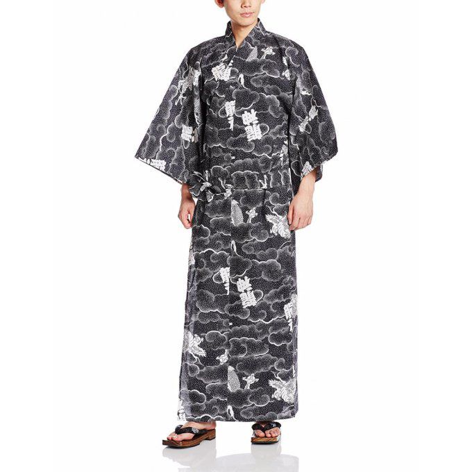 Yukata Ryu Jin Dragon divin noir homme Taille 2L (175~185cm) "Made in Japan"