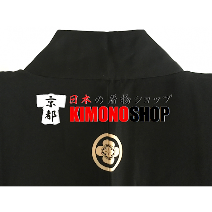 Ancien haori samourai Mokkou Montsuki soie noire homme "Made in Japan"