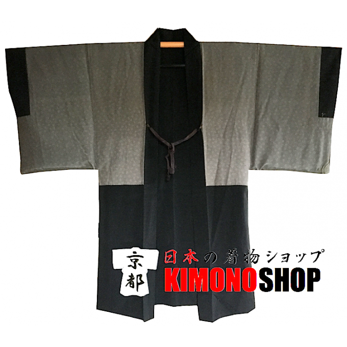 Ancien haori samourai Chushingura soie noire homme "Made in Japan"