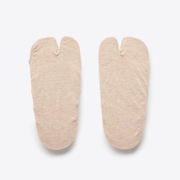 Chaussette Tabi Ando femme - coton organique beige - Marugo - Made in Japan  