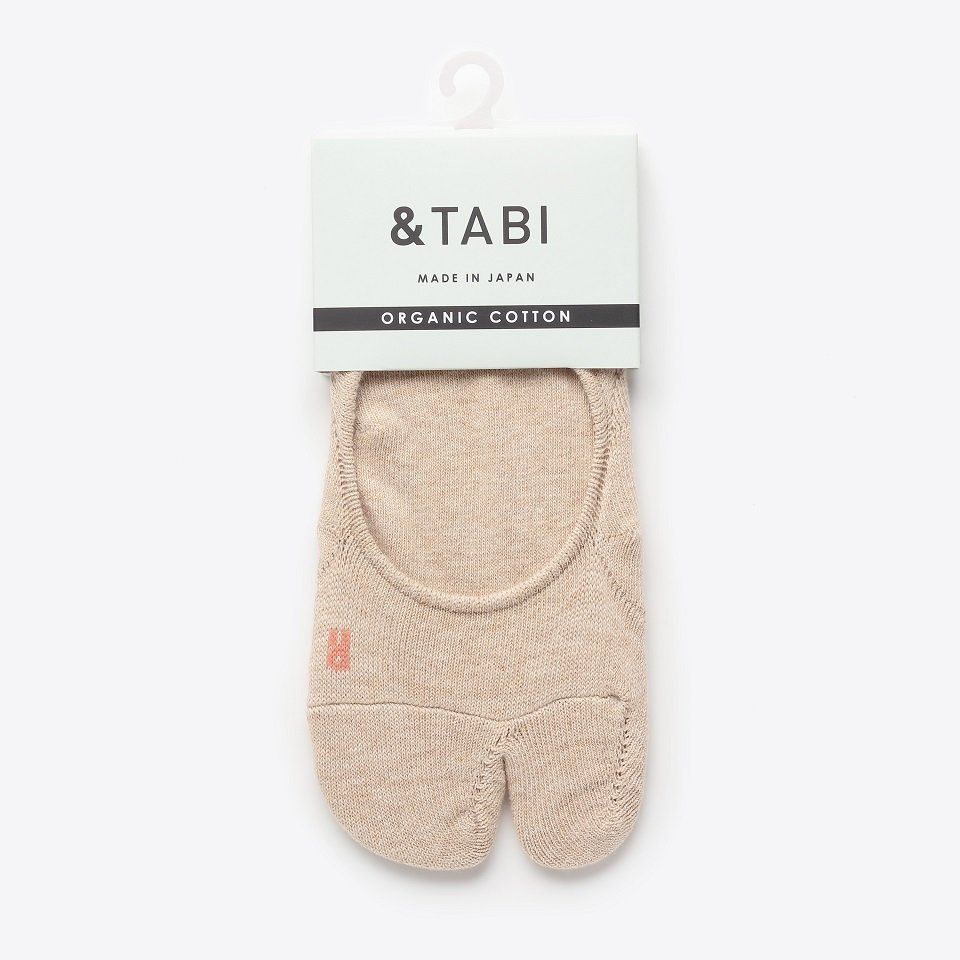 Chaussette Tabi Ando femme - coton organique beige - Marugo - Made in Japan  