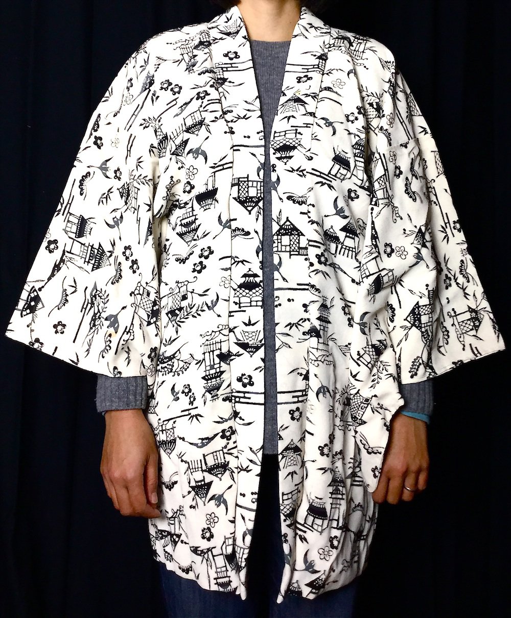 Ancien Haori Okinawa RyùKyù soie blanche femme