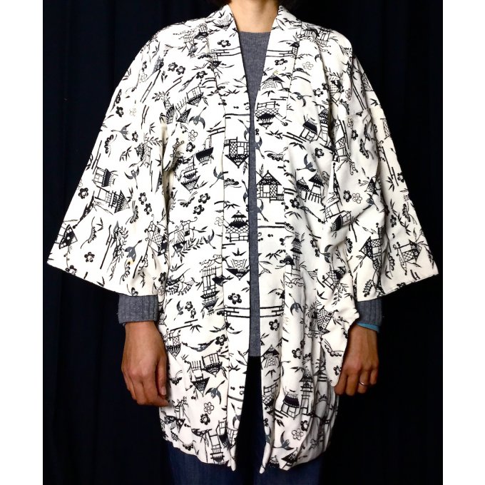 Ancien Haori Okinawa RyùKyù soie blanche femme